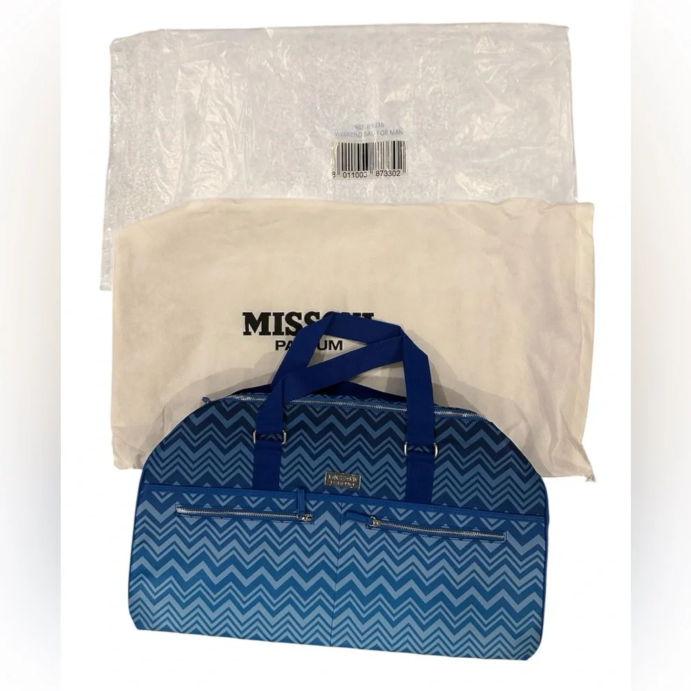 MISSONI Chevron Blue LARGE WEEKENDER TRAVEL BAG Authentic